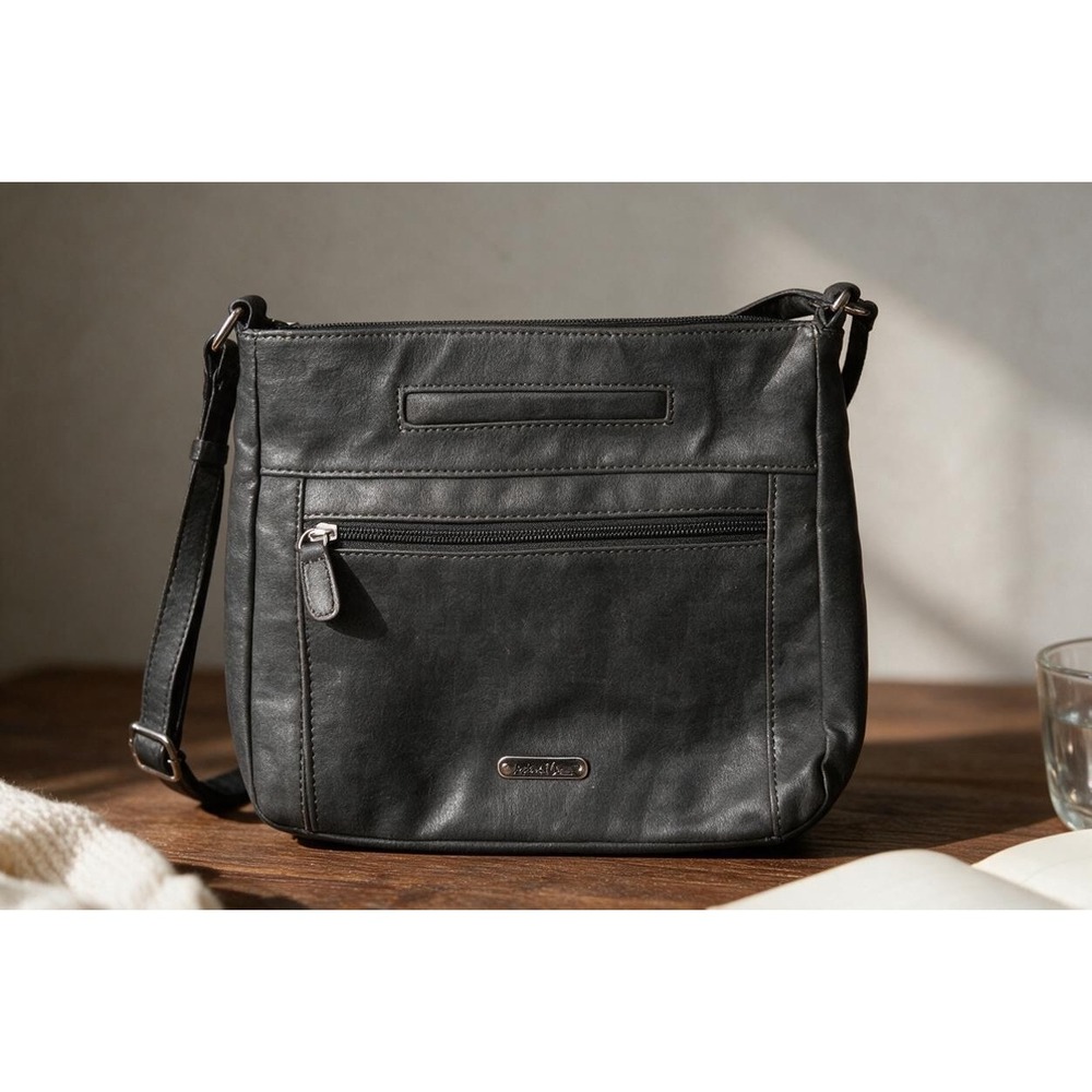 MultiSac Zippy Crossbody Bag Grey Small Multi-Pocket Adjustable Strap